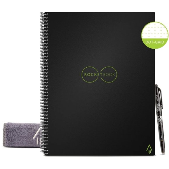 Rocketbook EVR-LR Reusable Wirebound Notebook Black Dot Grid Letter Size Tablet - Picture 1 of 3